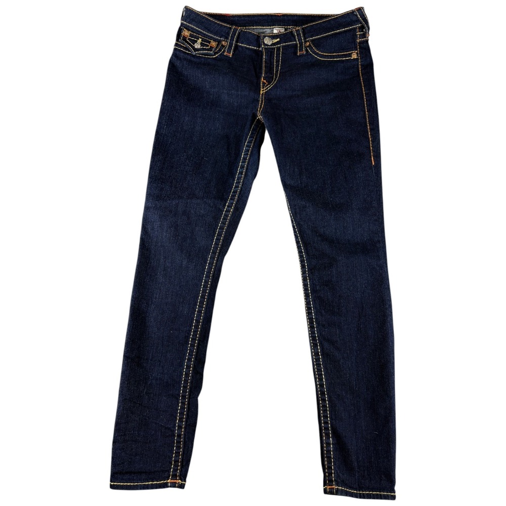 True Religion Skinny Jeans Womens 30 Dark Blue Y2K Premium Stretch Denim